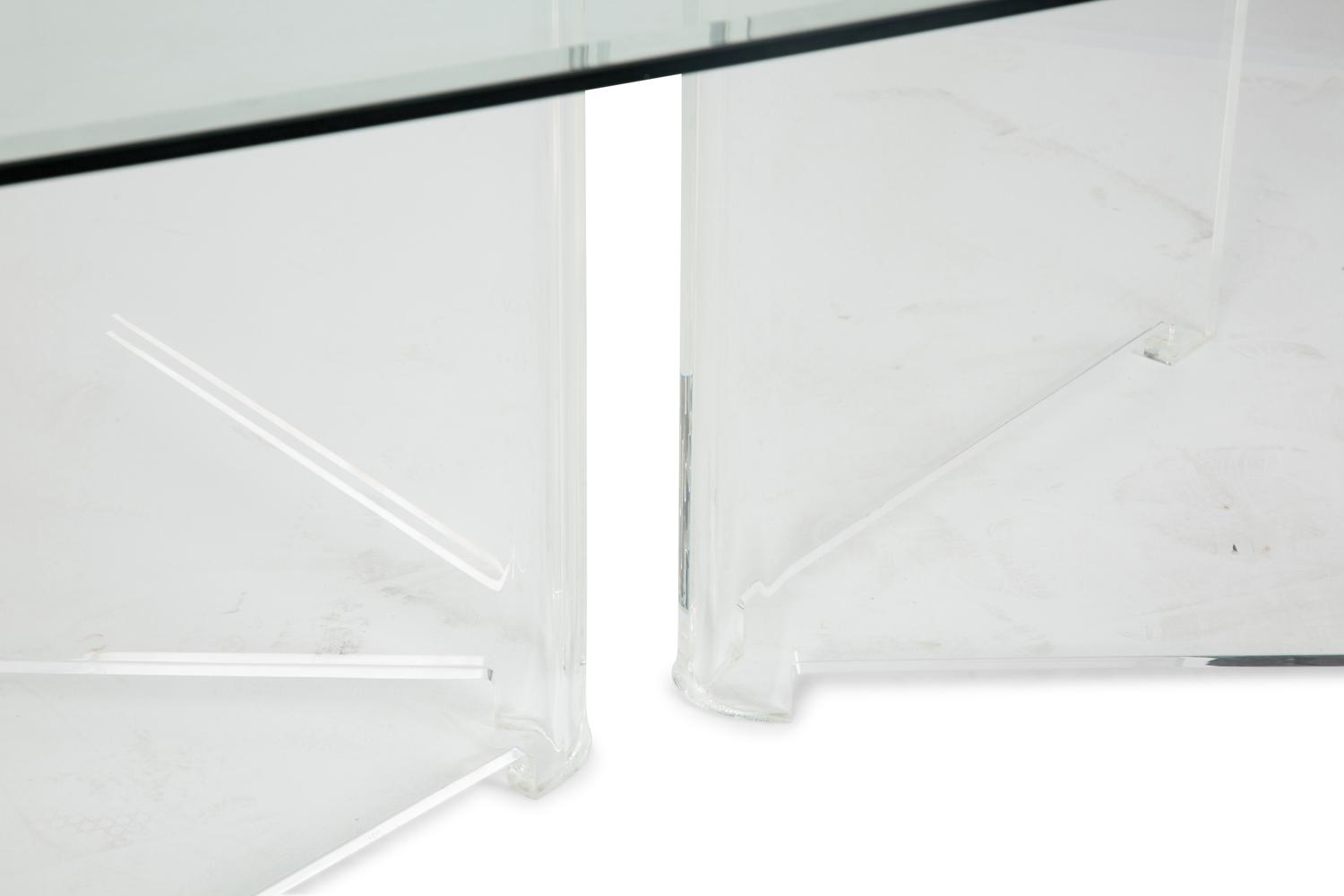 A Modern Lucite Pedestal and Glass Top Dining Table — CIRCA 1980