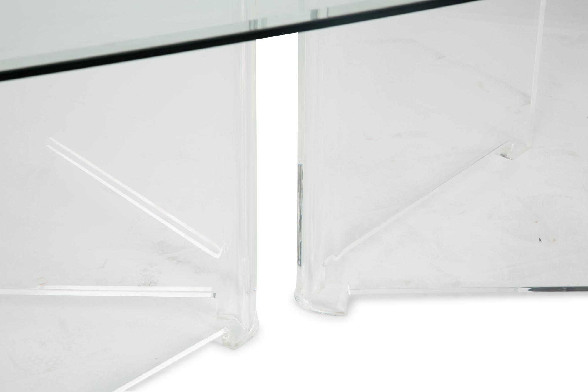 A Modern Lucite Pedestal and Glass Top Dining Table — CIRCA 1980