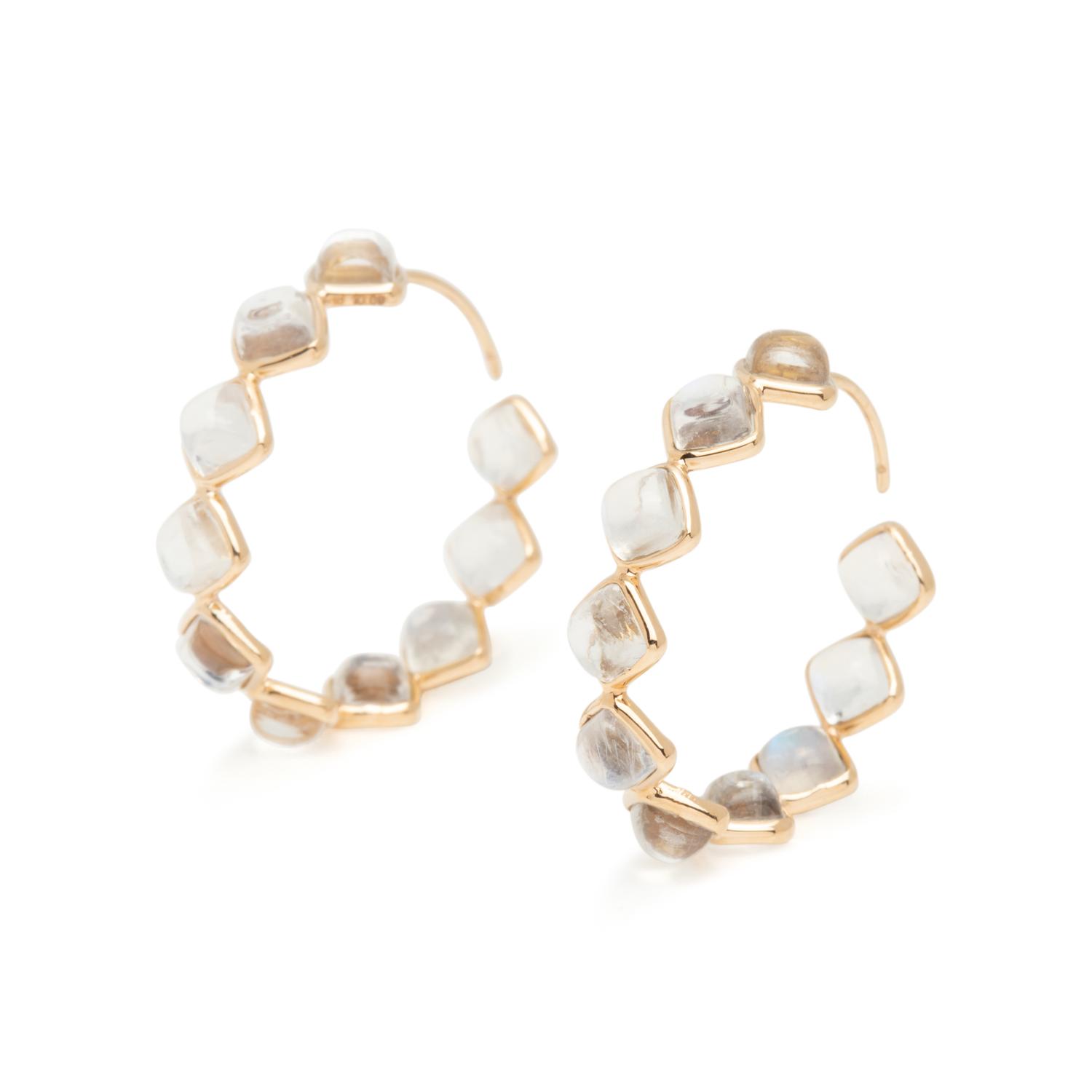 MOONSTONE HOOP EARRINGS