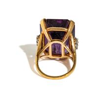 AMETHYST, DIAMOND, AND YELLOW GOLD RING