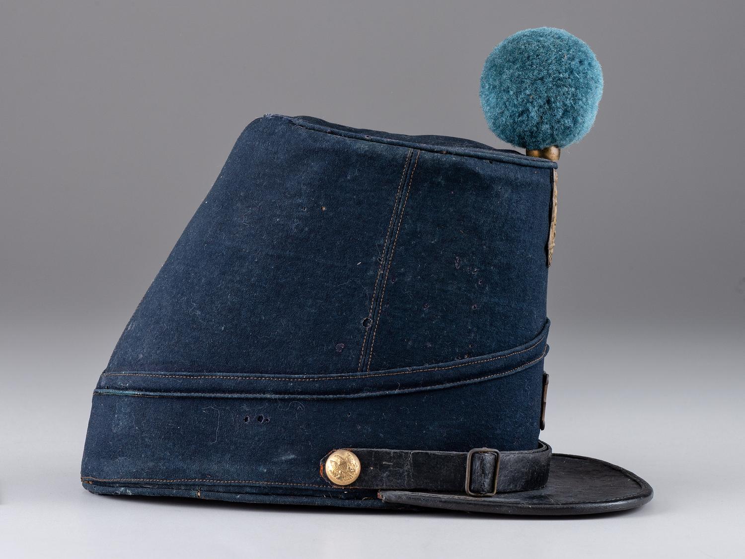 [MILITIA]. 1851 pattern New York State infantry shako. Manufactured by John A. Baker, New York.