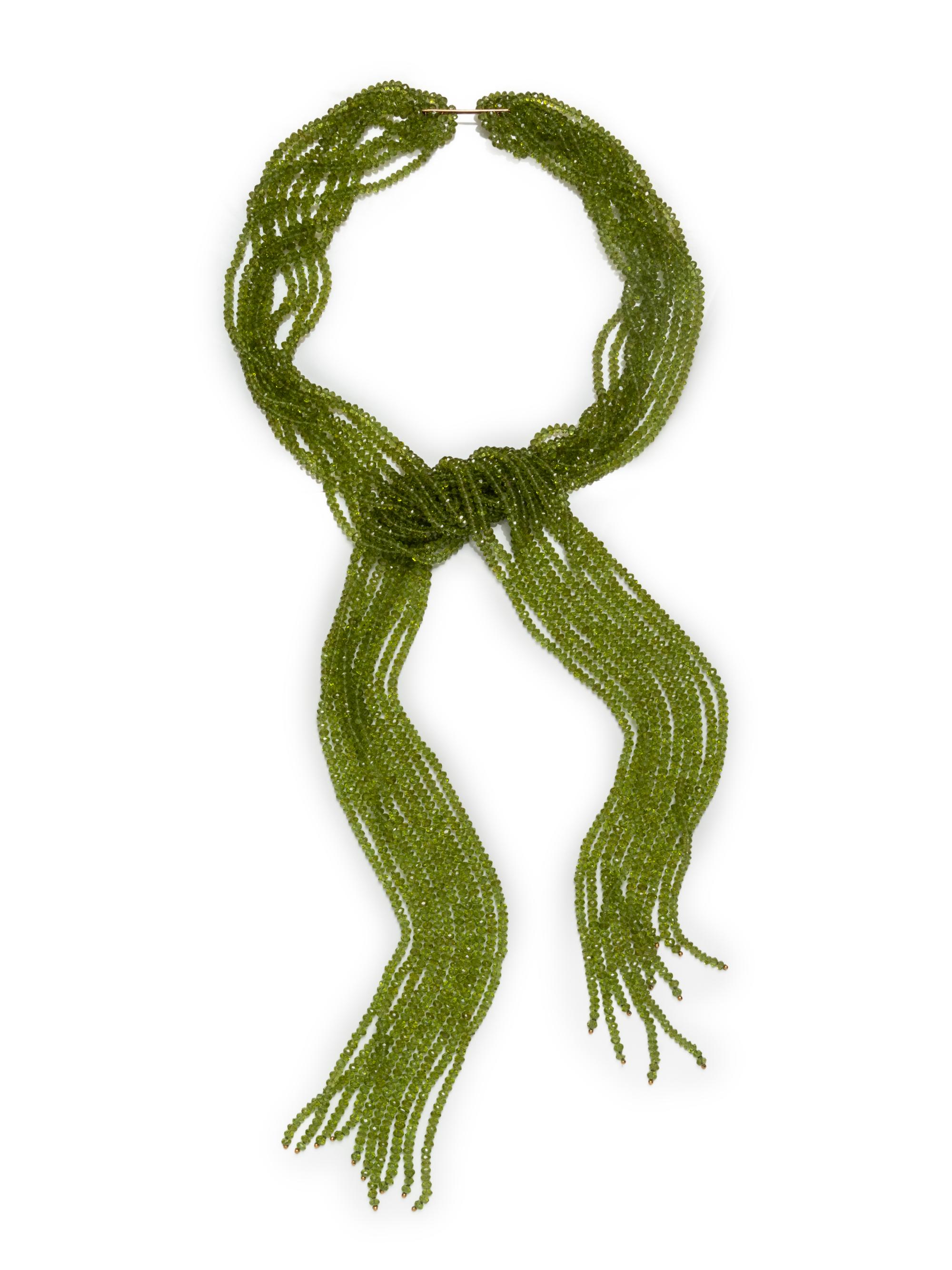 PERIDOT BEAD SCARF STYLE NECKLACE