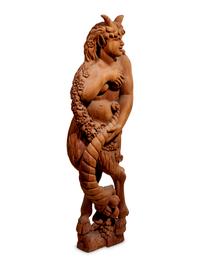 Two Continental Carved Wood Bacchic Figures of a Satyr and Satyress