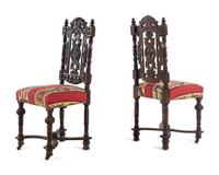 A Set of Ten William and Mary Style Oak Dining Chairs