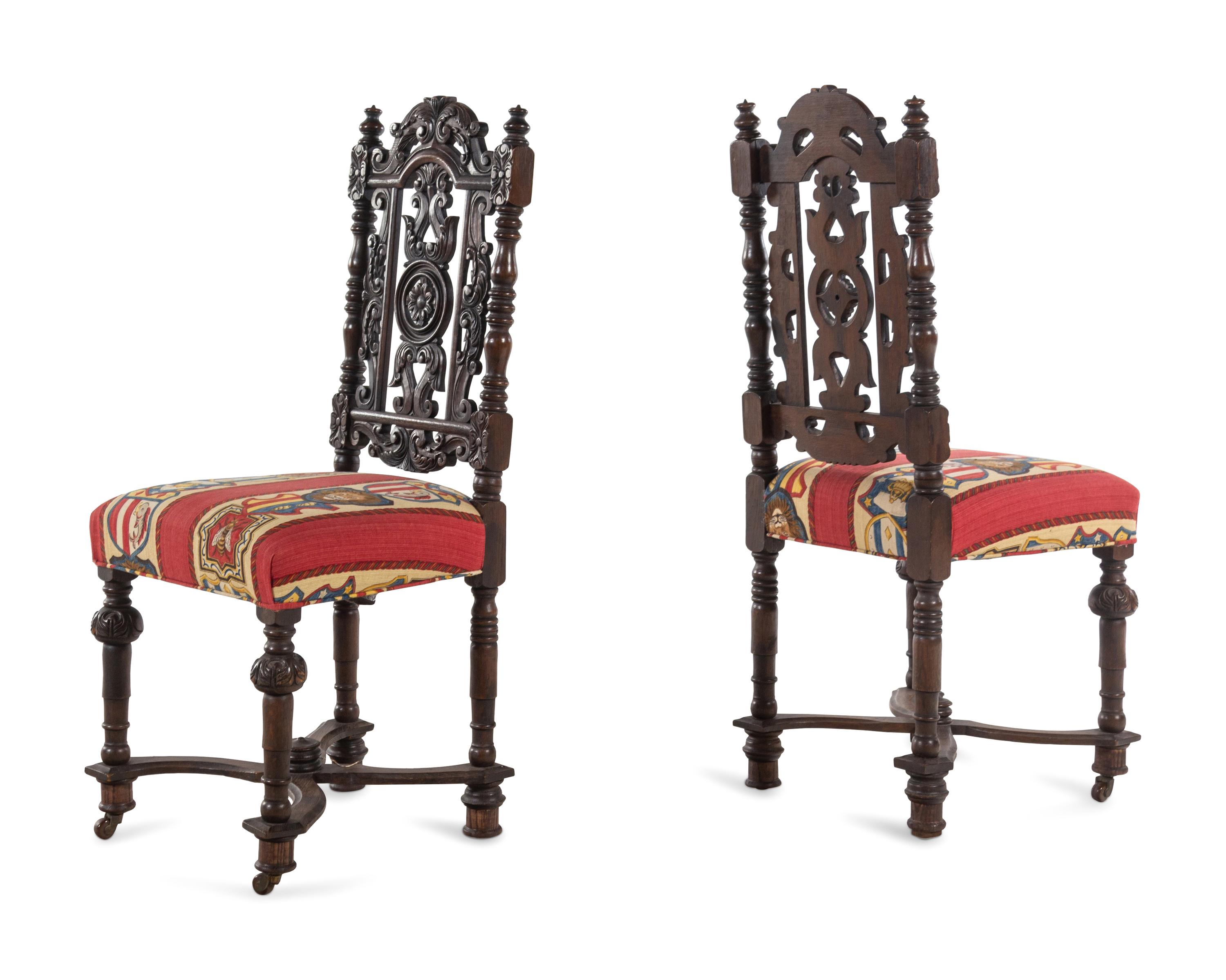 A Set of Ten William and Mary Style Oak Dining Chairs