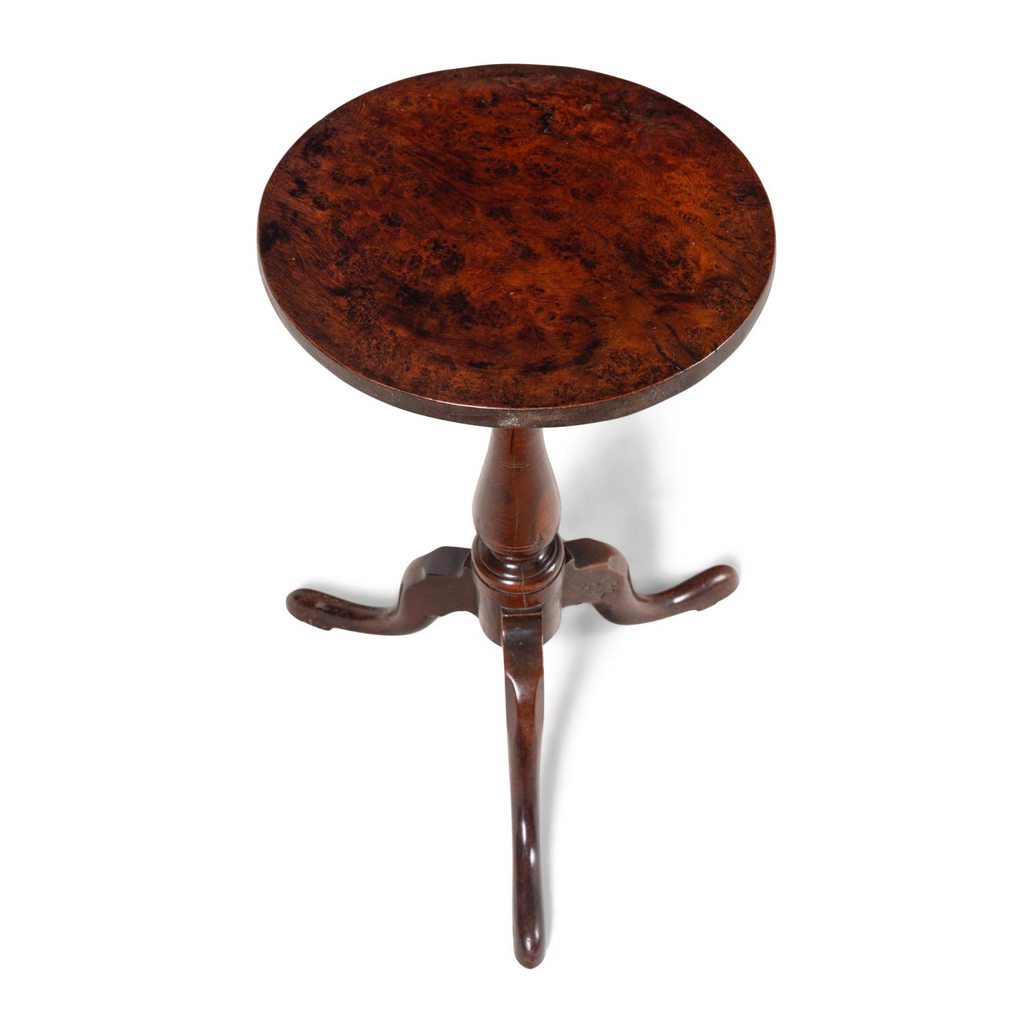 A George II Walnut and Burr Yew Wood Top Wine Table