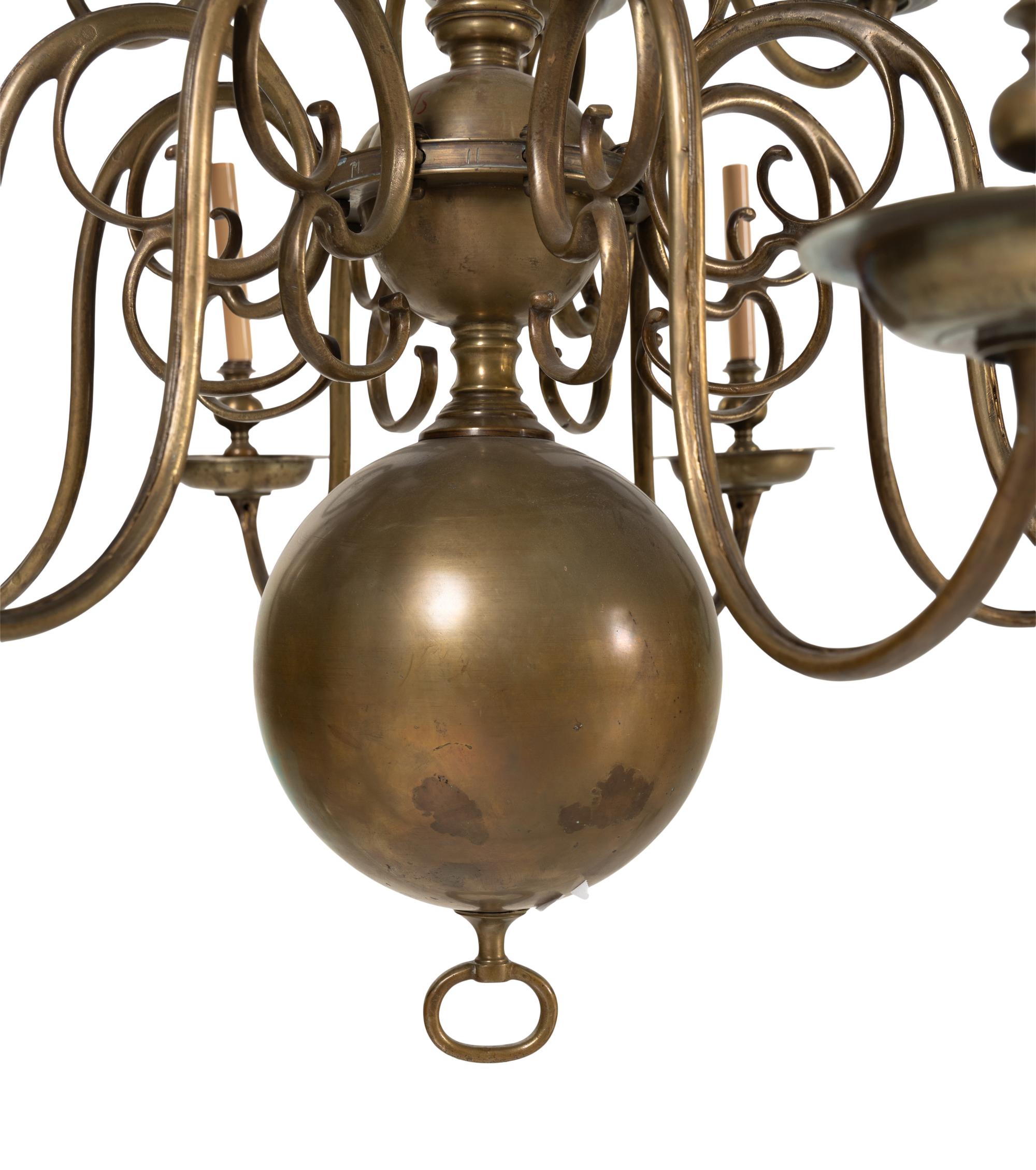 A Dutch Baroque Brass Twenty-Four Light Chandelier