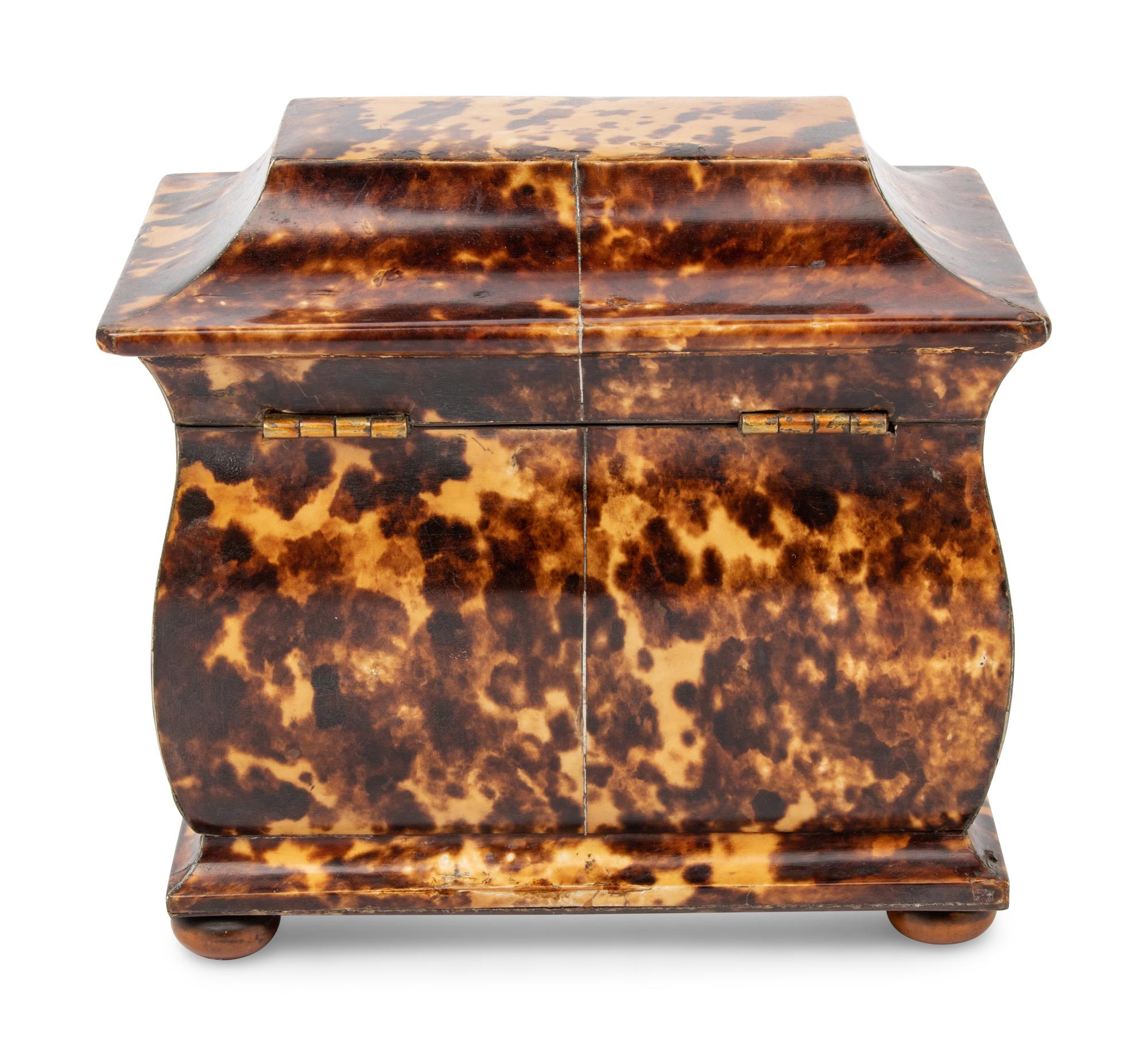 A Regency Tortoiseshell Mounted Tea Caddy