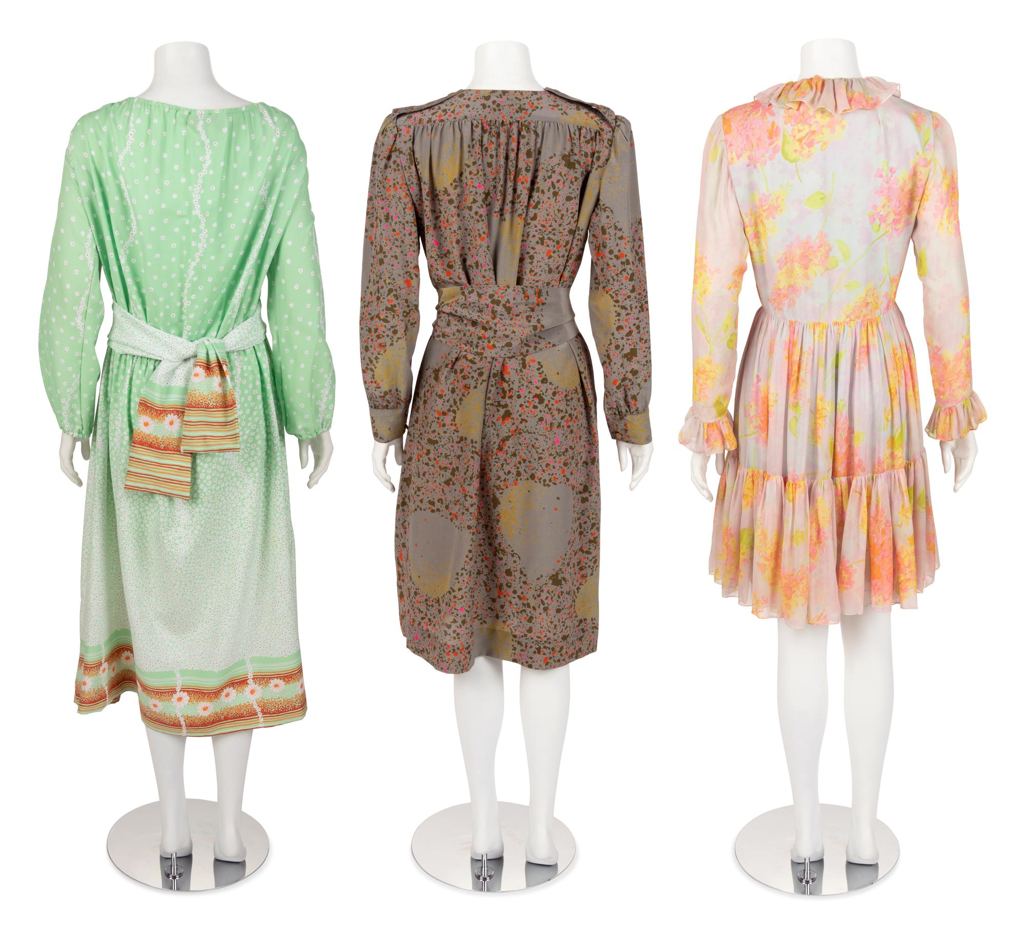 Three Designer Dresses: One Lanvin, One Ted Lapidus, One Larry Aldrich, 1970s