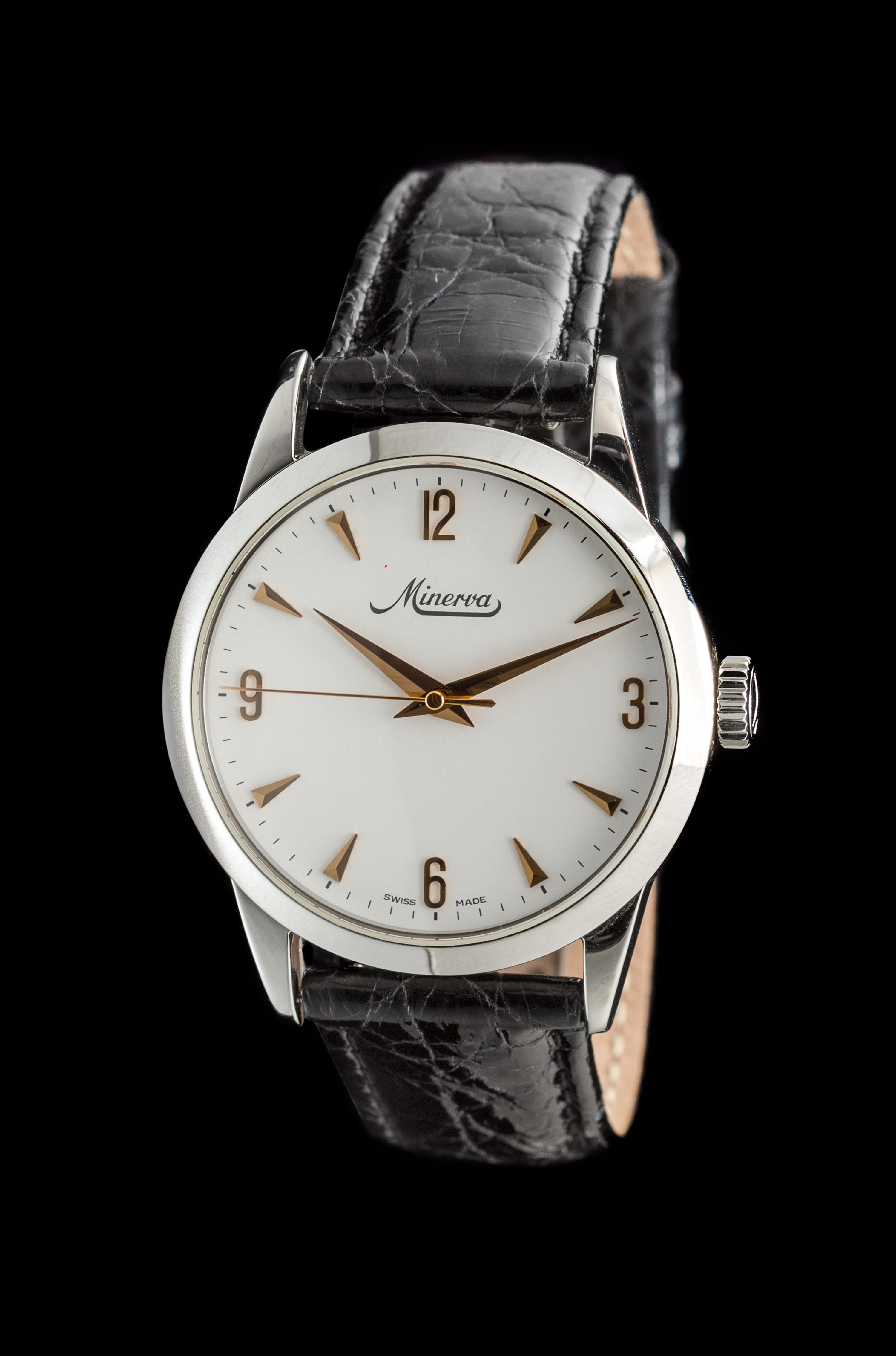 A Stainless Steel Time Zone Limited Watch Year 2000 Wristwatch, Minerva,
