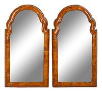 A Pair of English Burl Walnut Mirrors