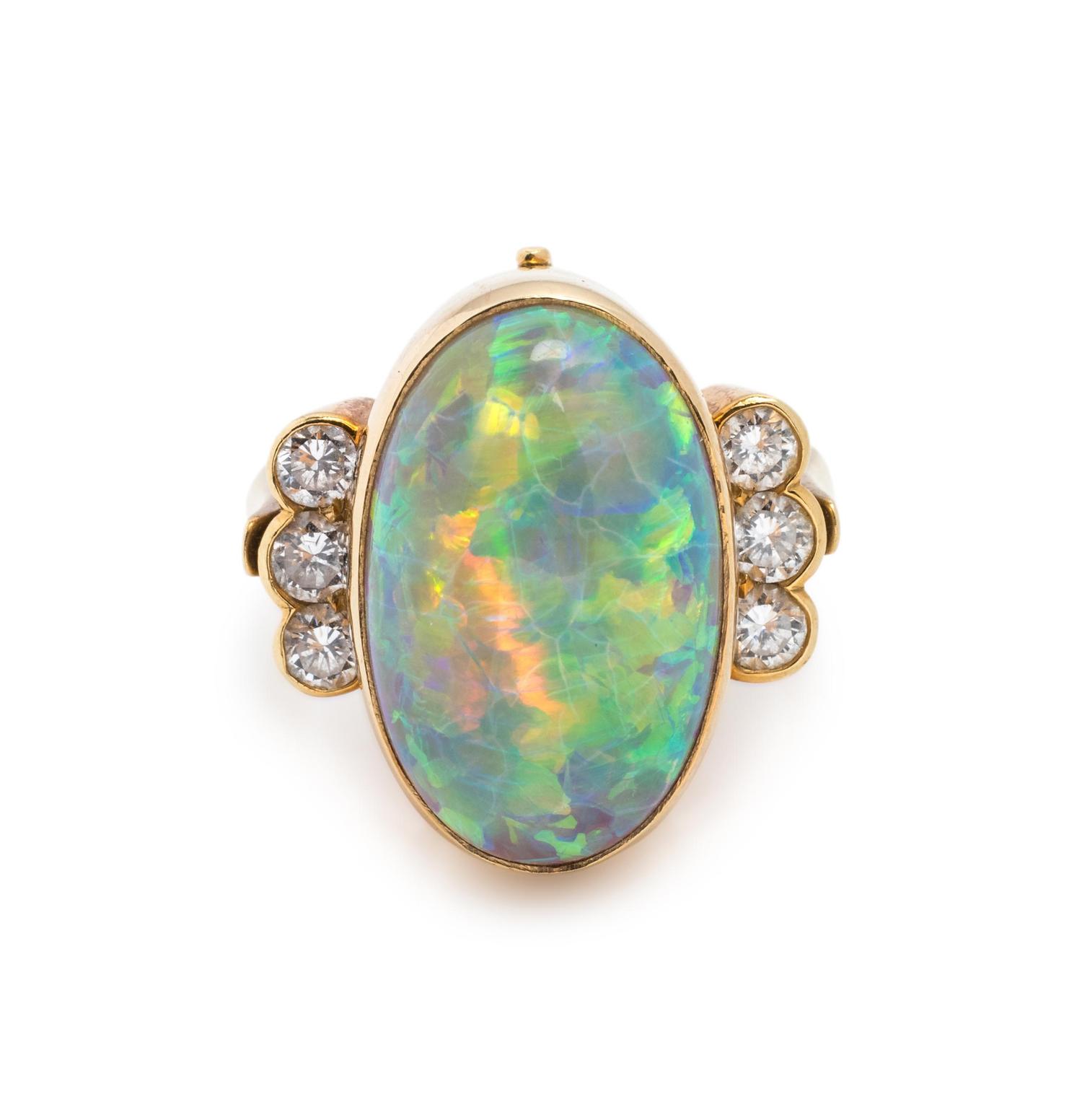 OPAL AND DIAMOND RING/PENDANT