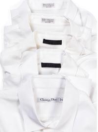 Five Designer Button Down Shirts: Two The Row, One Christian Dior, and Two Brunello Cucinelli