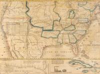 (MAP) PEABODY, M.M. Map of the United States. Utica, 1834. Engraved linen-backed map, hand-colored in outline.
