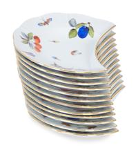 Twelve Herend Porcelain Market Garden Crescent Salad Plates — 20TH CENTURY
