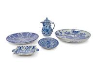 Five Japanese Blue and White Porcelain Articles