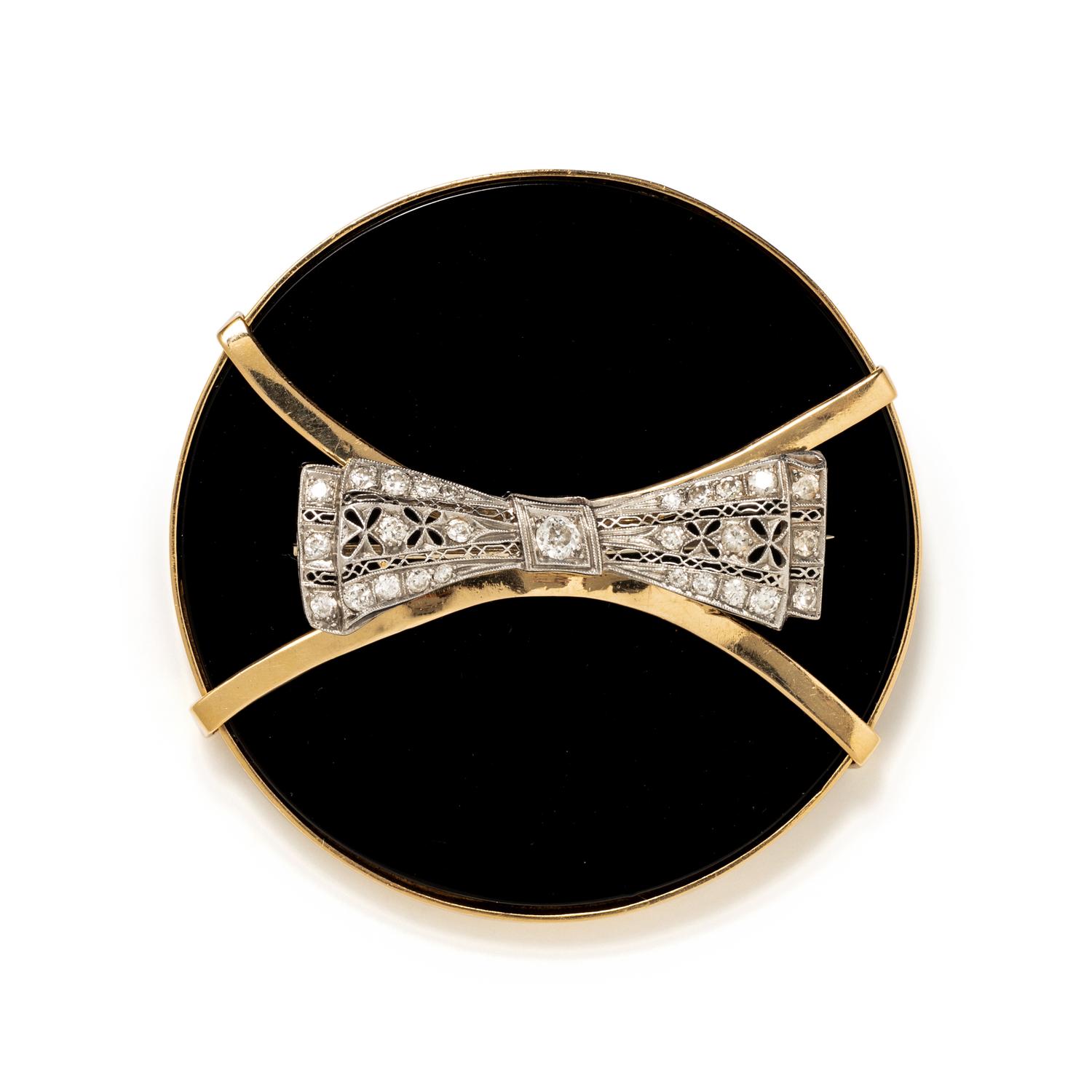 YELLOW GOLD, PLATINUM, DIAMOND AND HARDSTONE CONVERTIBLE BROOCH