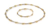 An 18 Karat White and Yellow Gold Demi Parure, 46.80 dwts.