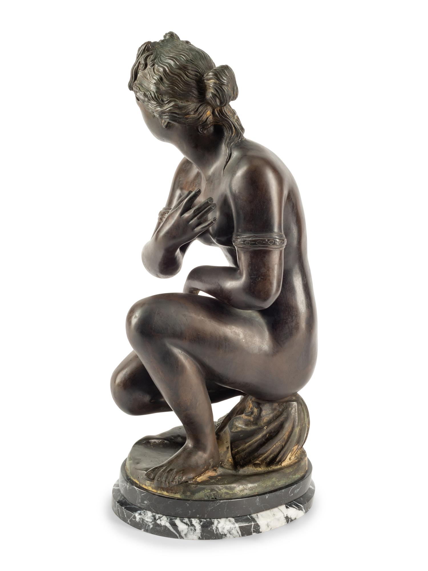 A Continental Bronze Crouching Venus