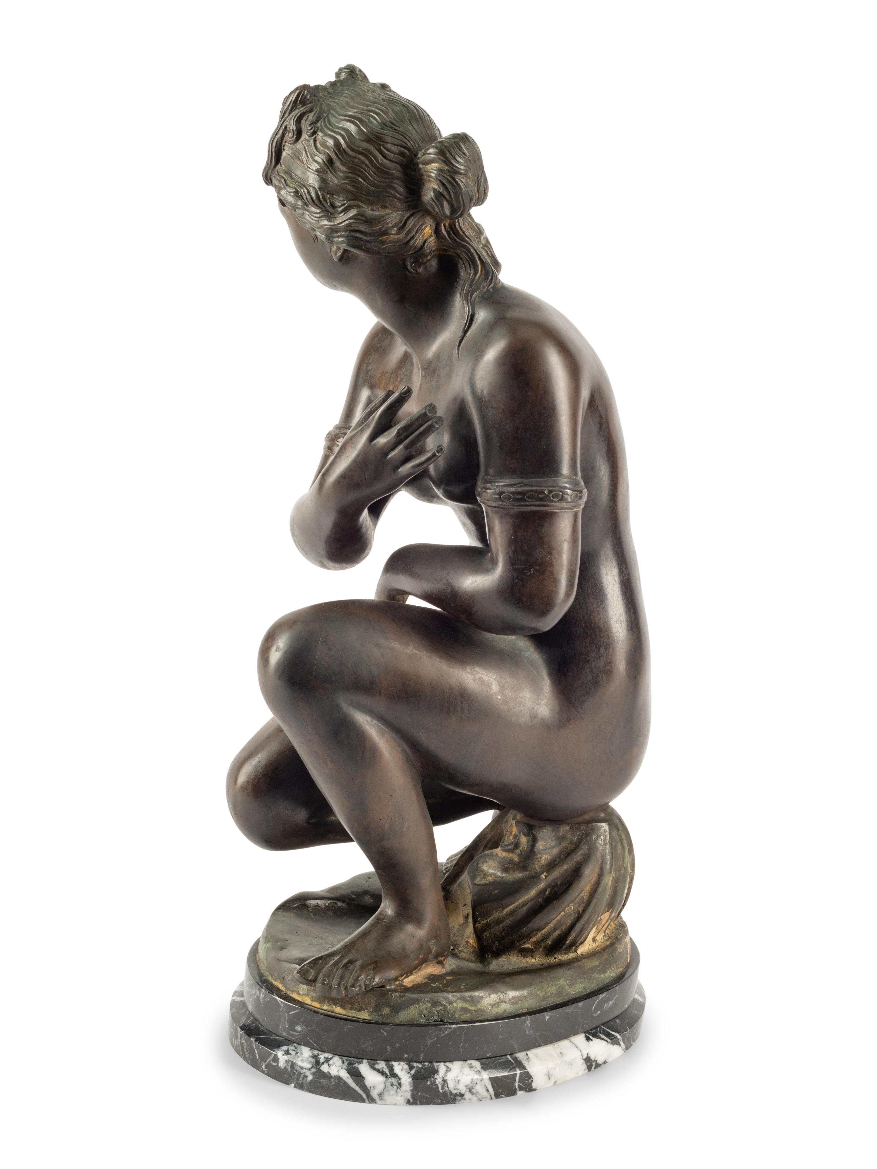 A Continental Bronze Crouching Venus
