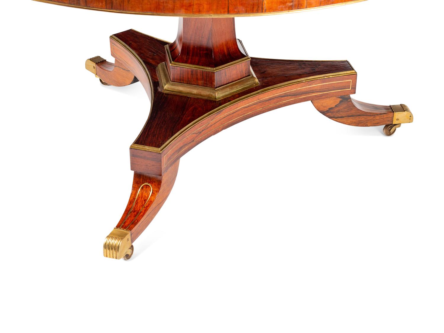 A Regency Brass-Inlaid Rosewood Center Table