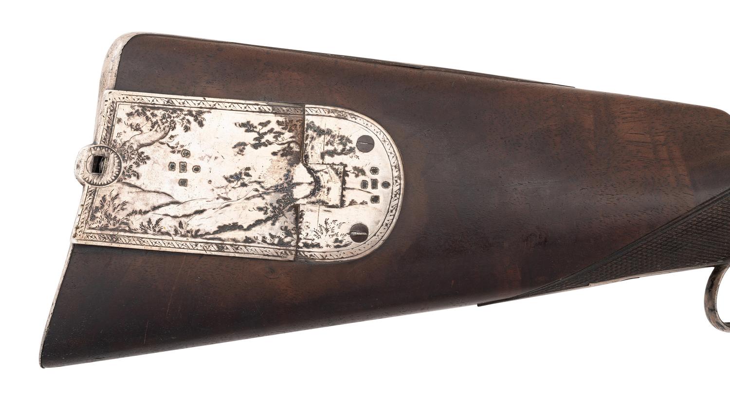 Silver Mounted English 10 Bore Percussion Shotgun