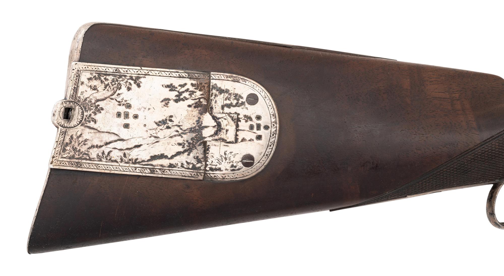 Silver Mounted English 10 Bore Percussion Shotgun