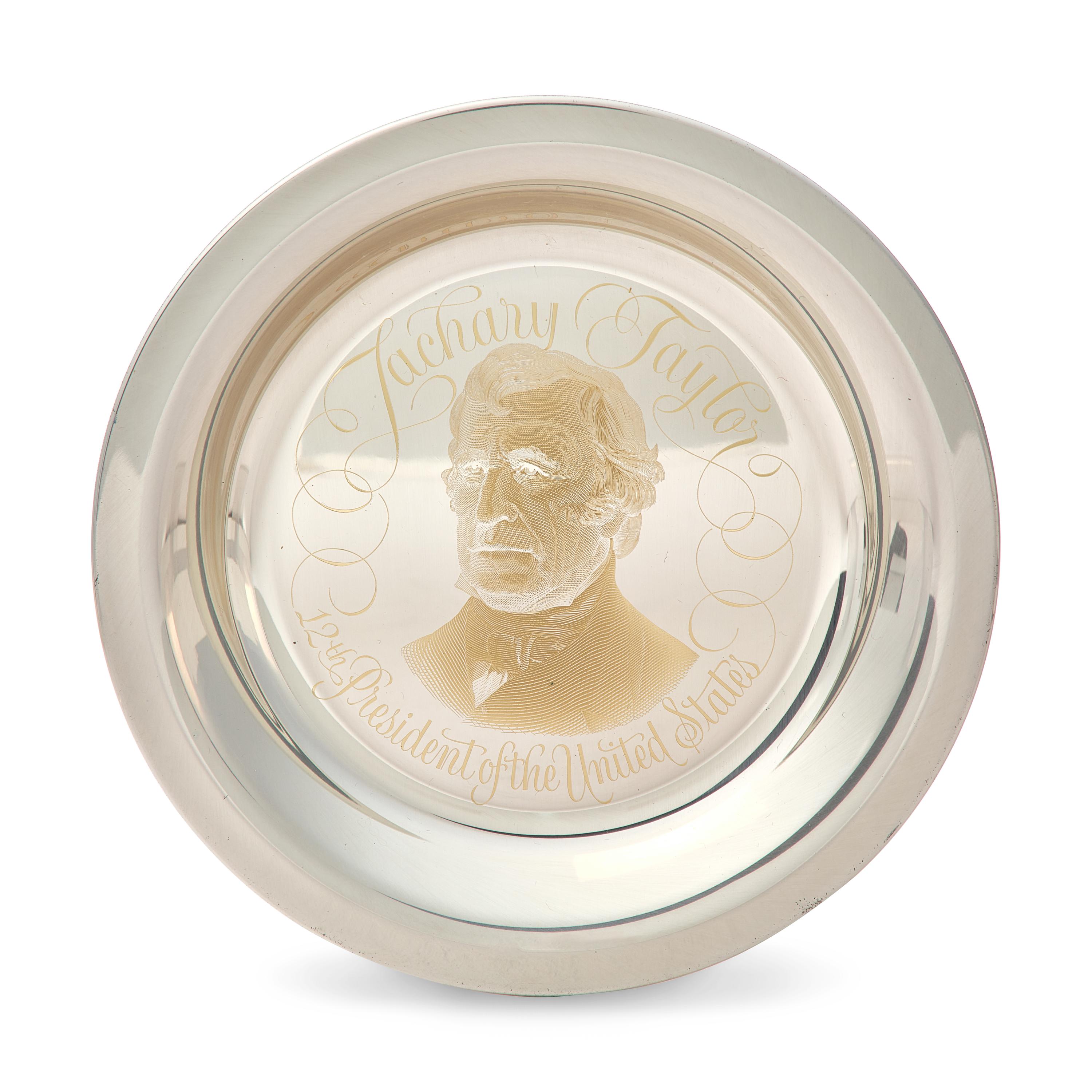 A Group of Twelve Franklin Mint 24K Gold Inlaid Sterling Presidential Plates, Circa 1976