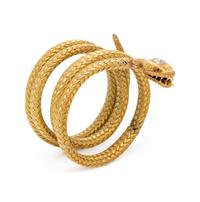 YELLOW GOLD AND DIAMOND SNAKE BRACELET