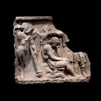 A Roman Marble Sarcophagus Fragment Depicting Endymion