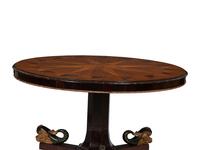 An Italian Parquetry, Ebonized and Parcel Gilt Extending Dining Table