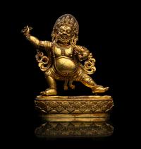 A Sino-Tibetan Gilt Bronze Figure of Vajrapani