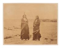 GARDNER, Alexander (1821-1882), photographer. Two albumen photographs of Sioux leaders at Fort Laramie, incl. Old Man Afraid of His Horses, Spotted Tail, and Fast Bear. 1868.