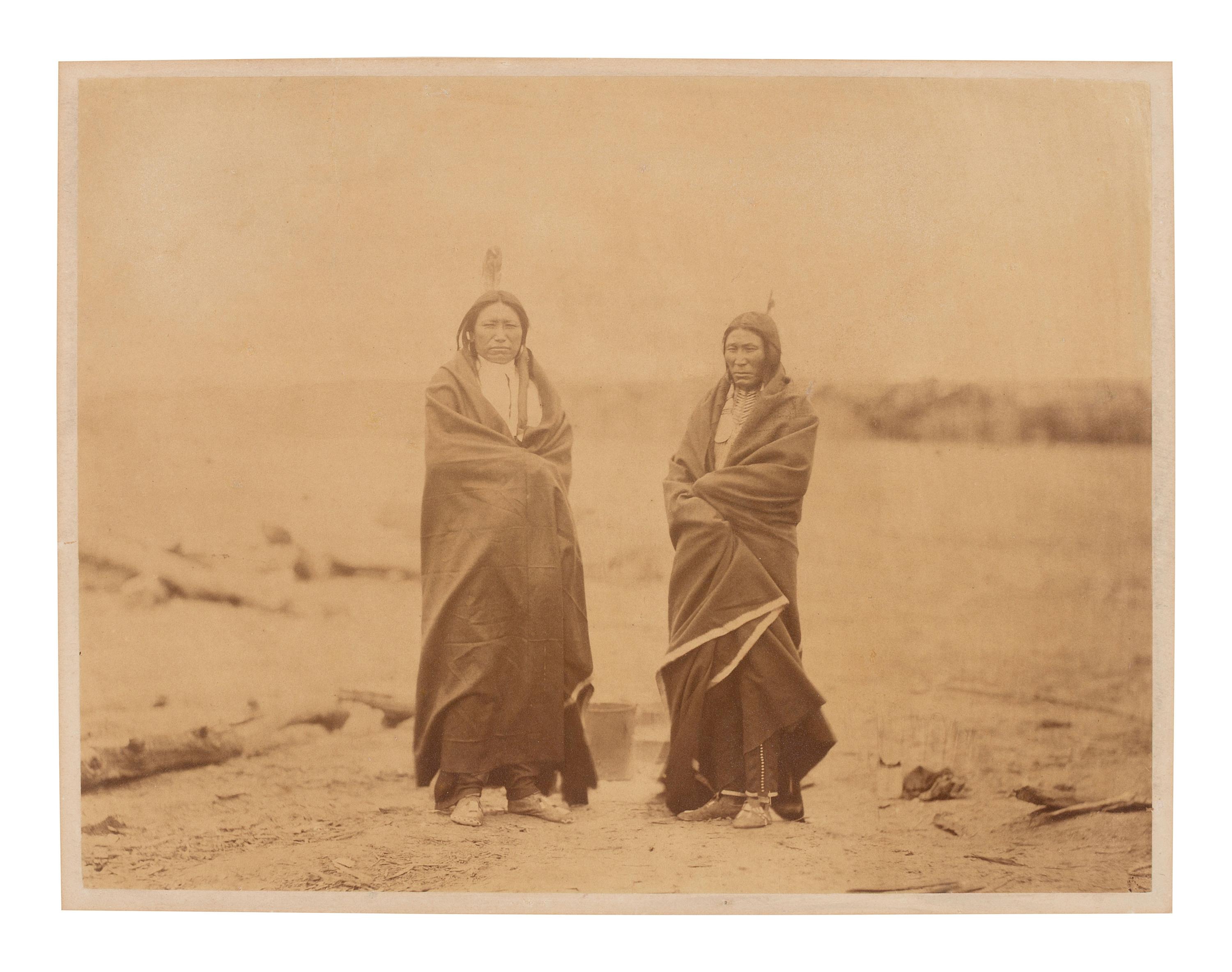 GARDNER, Alexander (1821-1882), photographer. Two albumen photographs of Sioux leaders at Fort Laramie, incl. Old Man Afraid of His Horses, Spotted Tail, and Fast Bear. 1868.