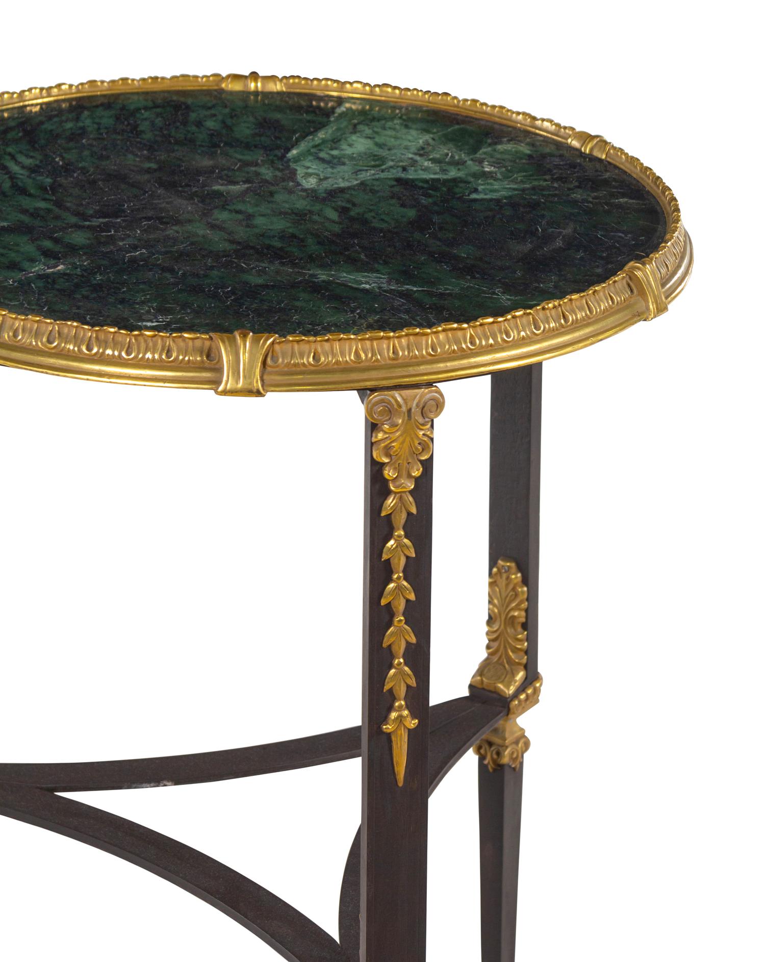 A Pair of Russian Steel and Gilt Bronze Marble-Top Guéridons