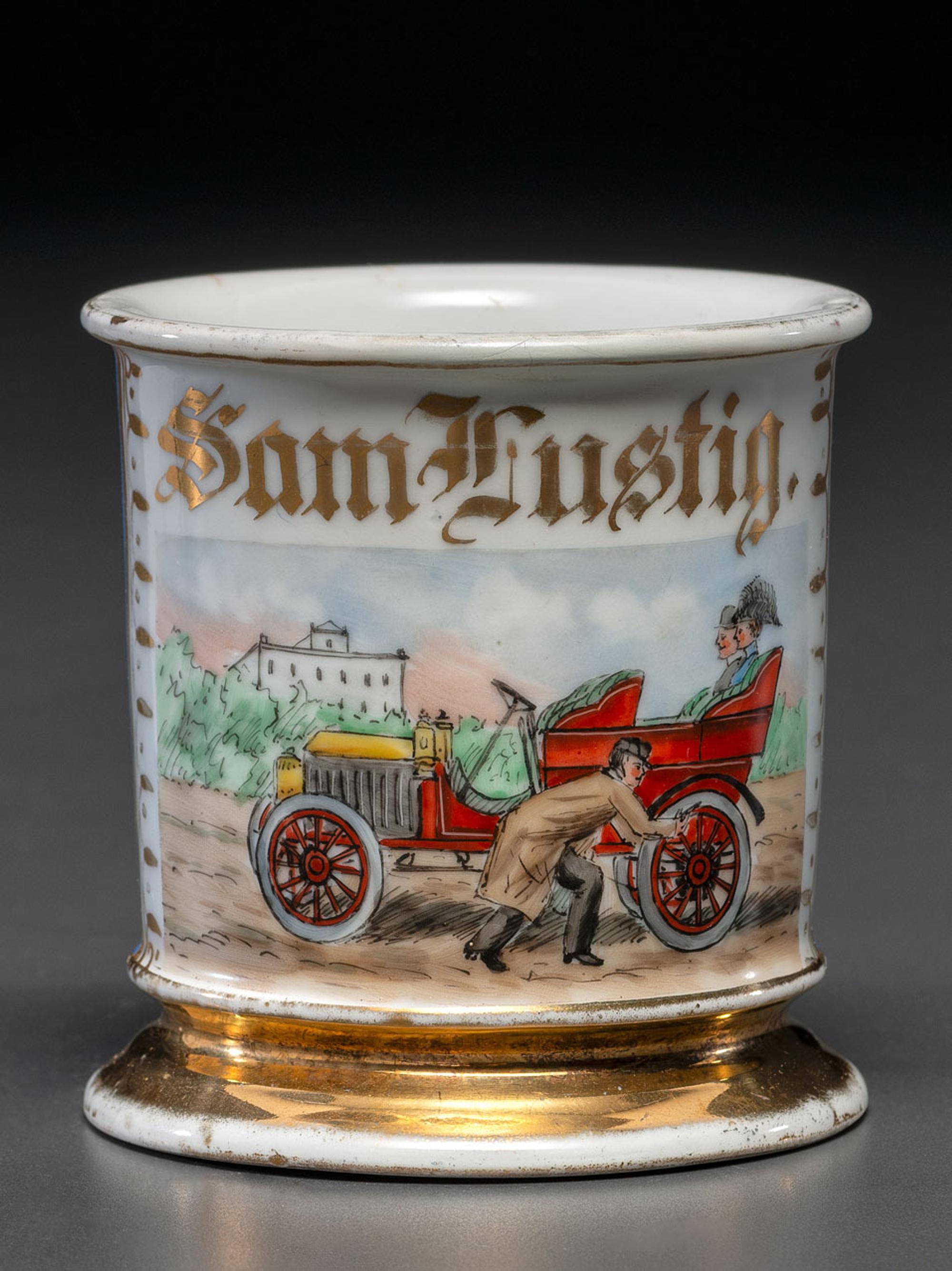 A Chauffer's Porcelain Occupational Shaving Mug Belonging to Samuel Lustig