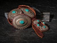 Large Sterling Silver and Turquoise Concha Belt