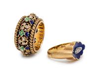 COLLECTION OF DIAMOND AND ENAMEL RINGS