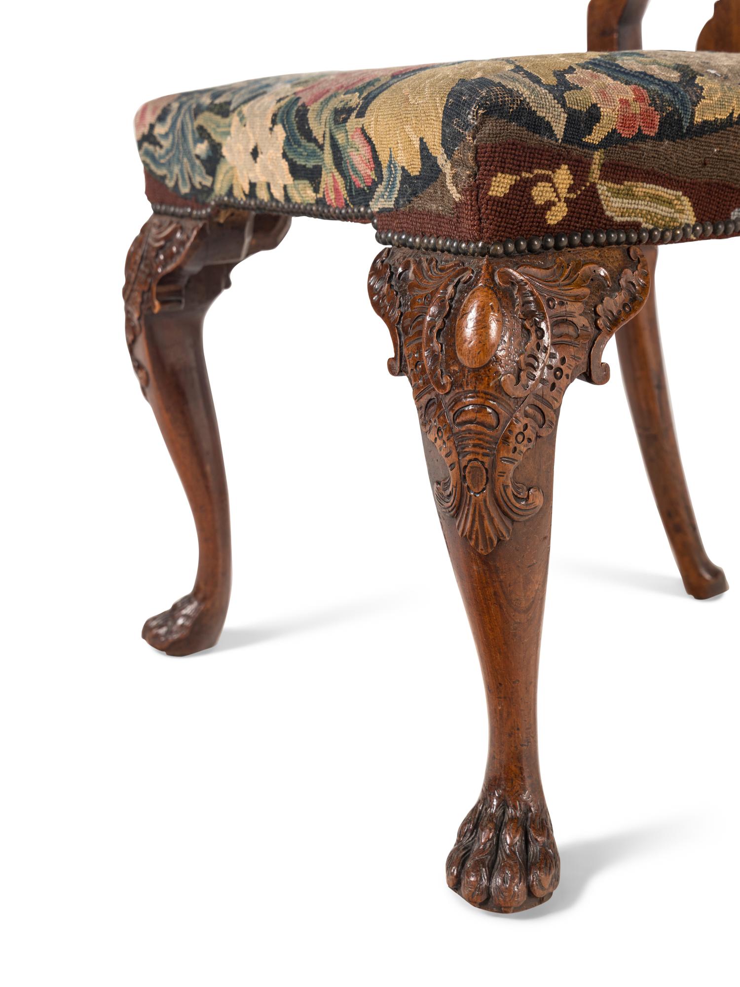 A Pair of George II Carved Mahogany Side Chairs