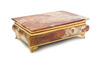An Onyx and Gilt Bronze Mounted Table Casket, Width 12 inches.