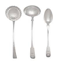 A Collection of Scottish Shell and Fiddle Silver Flatware Articles