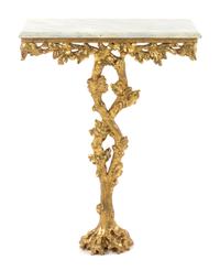 A Black Forest Style Giltwood Console Table Height 34 1/2 x width 26 x depth 12 7/8 inches. — 20TH CENTURY