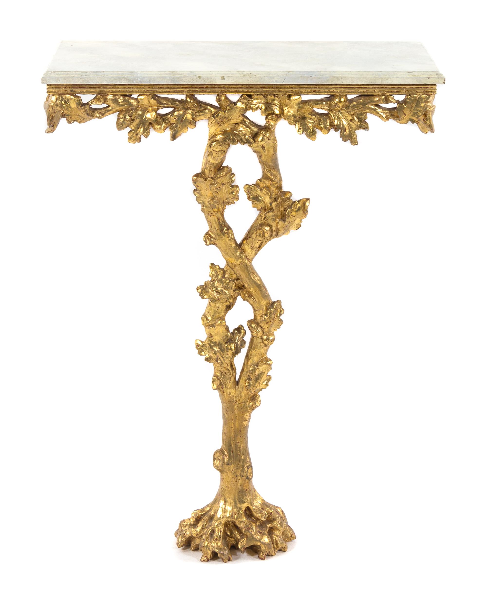 A Black Forest Style Giltwood Console Table Height 34 1/2 x width 26 x depth 12 7/8 inches. — 20TH CENTURY