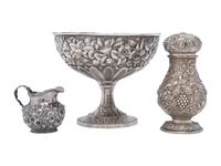 Three American Silver Repousse Table Wares