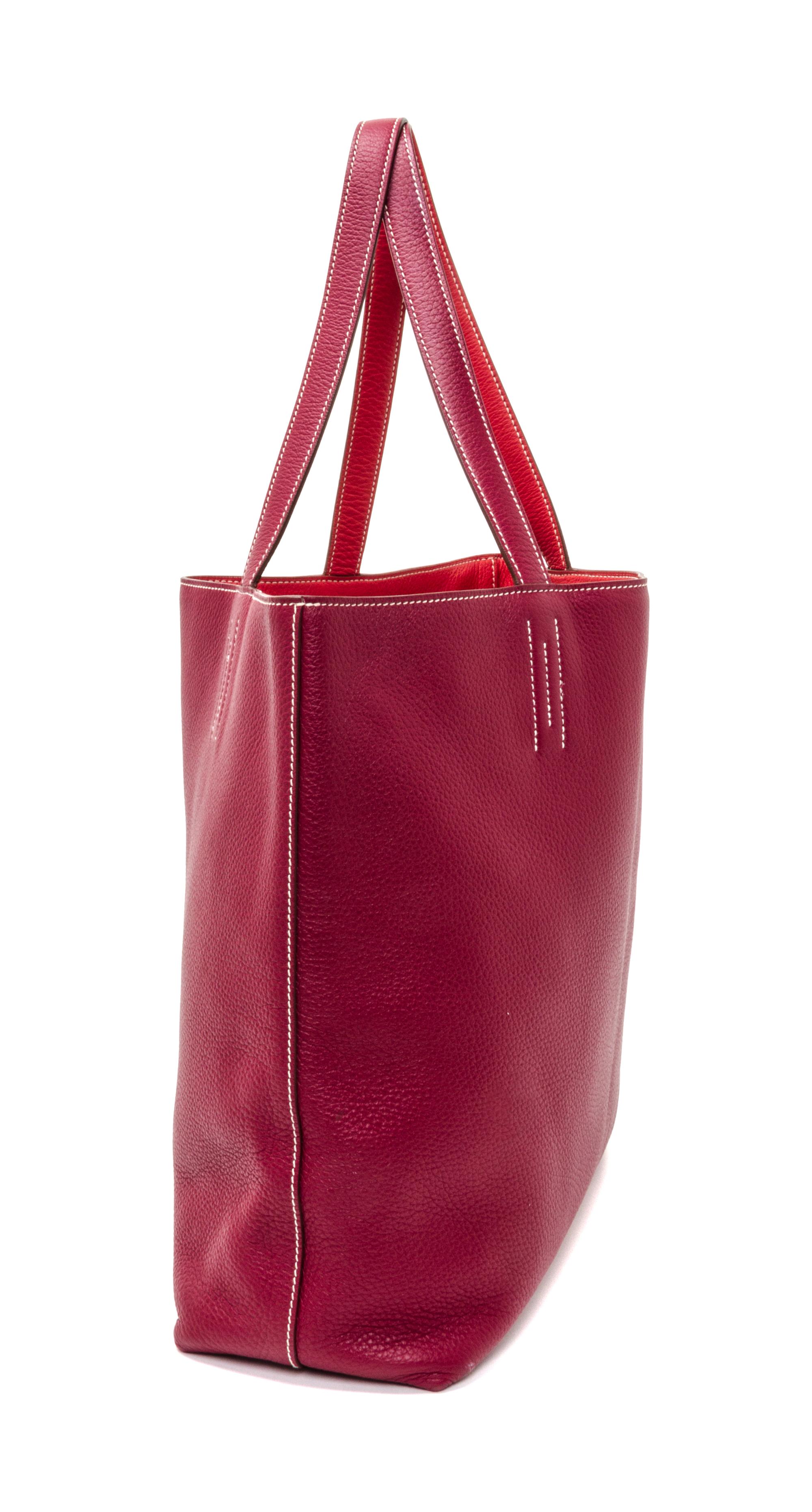 An Hermes Rubis/Bougainvillea 45cm Taurillon Clemence Double Sens Tote, 17.5" x 15.5" x 5".