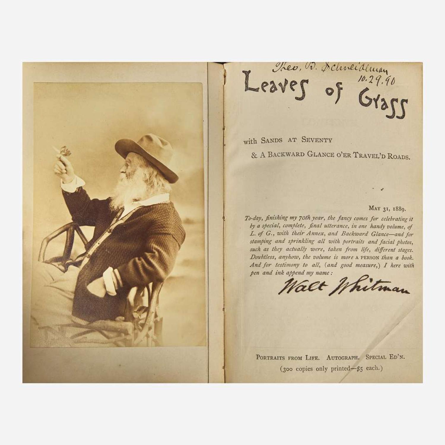 [Literature] (Whitman, Walt) Leaves of Grass with Sands at Seventy & A Backward Glance O'er Travel'd Roads