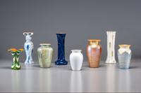 Eight American Art Glass Vases
