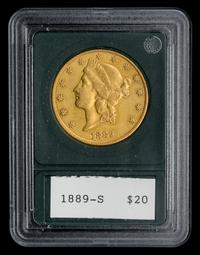 A United States 1889-S Liberty Head $20 Gold Coin