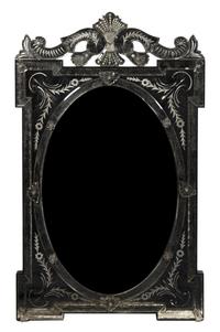 A Venetian Glass Mirror Height 53 x width 30 inches.