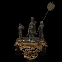 A Japanese patinated metal okimono signed Kunikiyo 日本金属置物 Meiji period ??